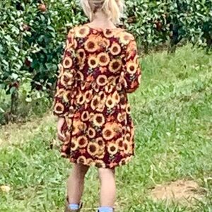 Long sleeve Sunflower and pumpkin Dress XS thanksgiving fall Halloween